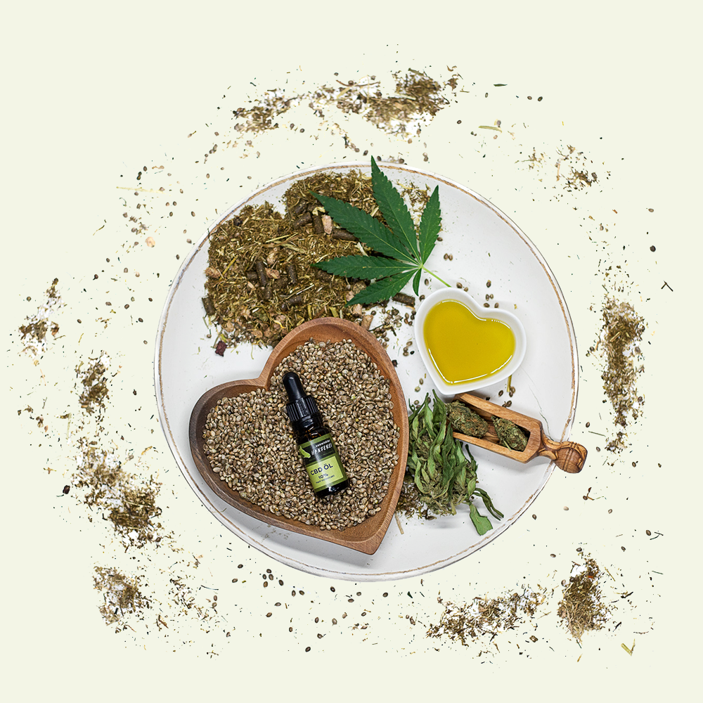 seewinkler CBD Öl 10% auf Teller präsentiert