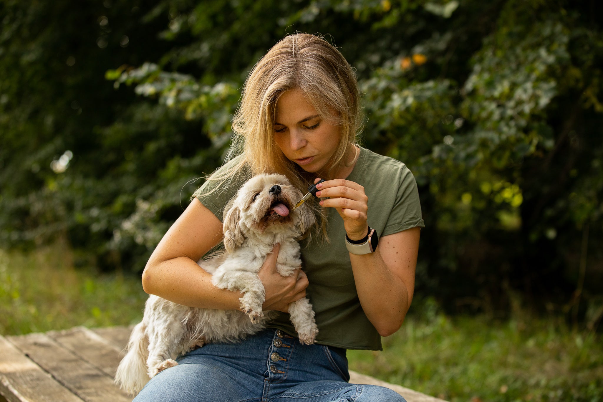 seewinkler CBD Öl 10% wird von Hund genossen