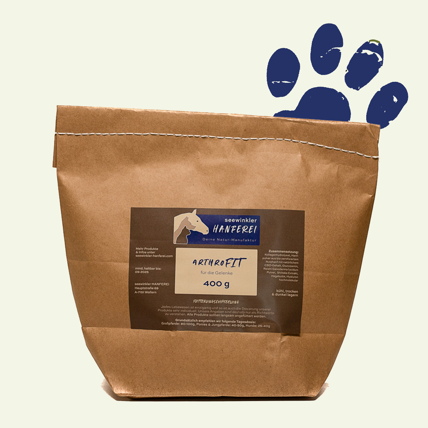 seewinkler arthroFIT für Hunde 400g Sack geschlossen