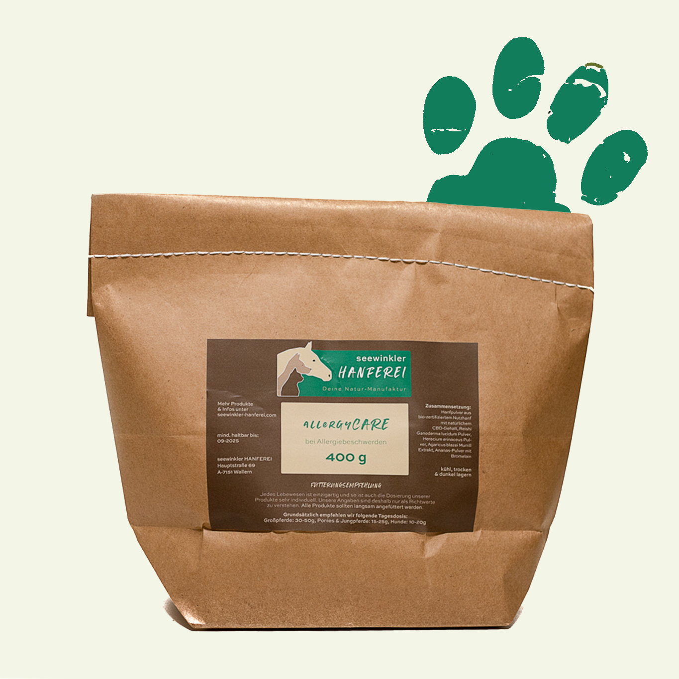 seewinkler allergyCARE für Hunde 400g Sack geschlossen